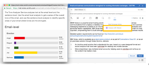 verse on-premises adding action while writing email